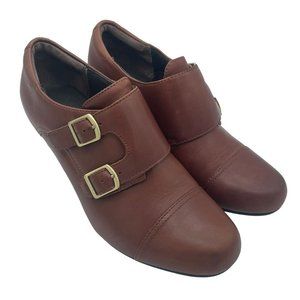 Clarks Womens Sapphire Athena Shooties Boots Brown Leather Buckle Monk Strap 8M